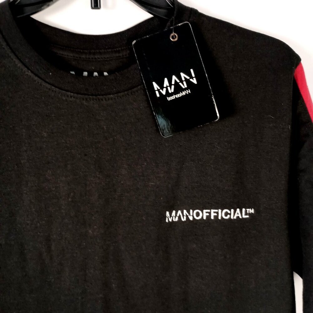 BoohooMAN ManOfficial Black T-Shirt Men Size S Cotton Blend Relaxed Fit - Picture 2 of 5